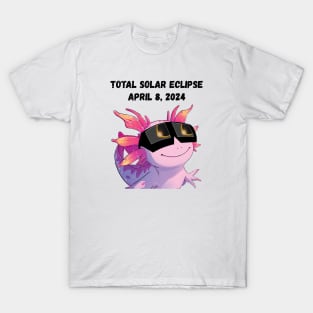 Total Solar Eclipse 2024 Grunge Axolotl—Black text T-Shirt